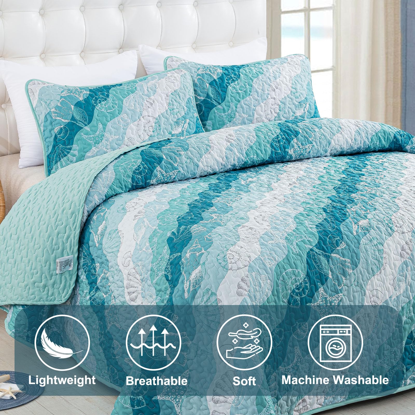 Dinjoy three-layer seaside bedding supports year-round comfort