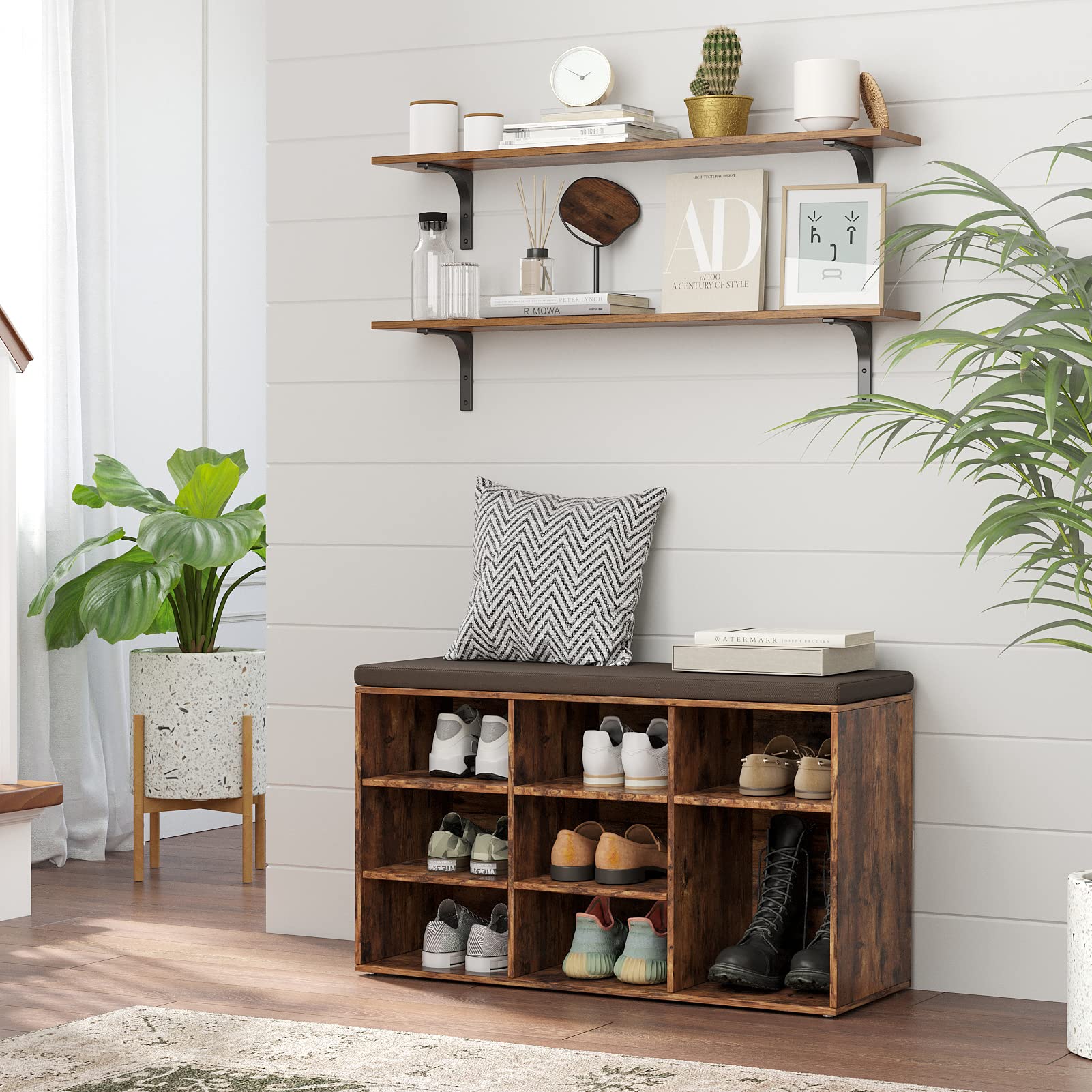 DINZI LVJ bedroom shelves maximize space for books and decor.