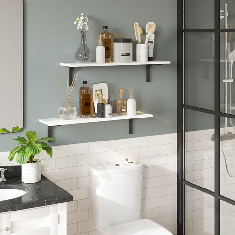DINZI LVJ floating shelves close-up reveals thick brackets and sturdy support