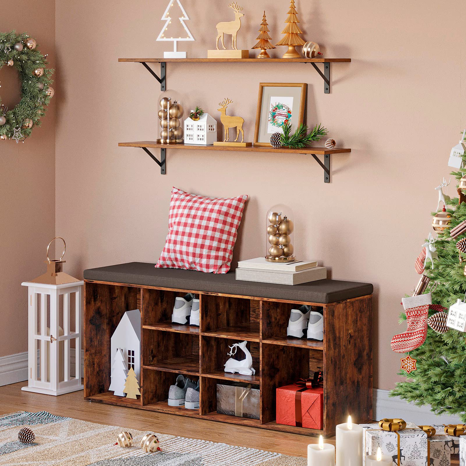 DINZI LVJ living room storage shelves help organize books and plants