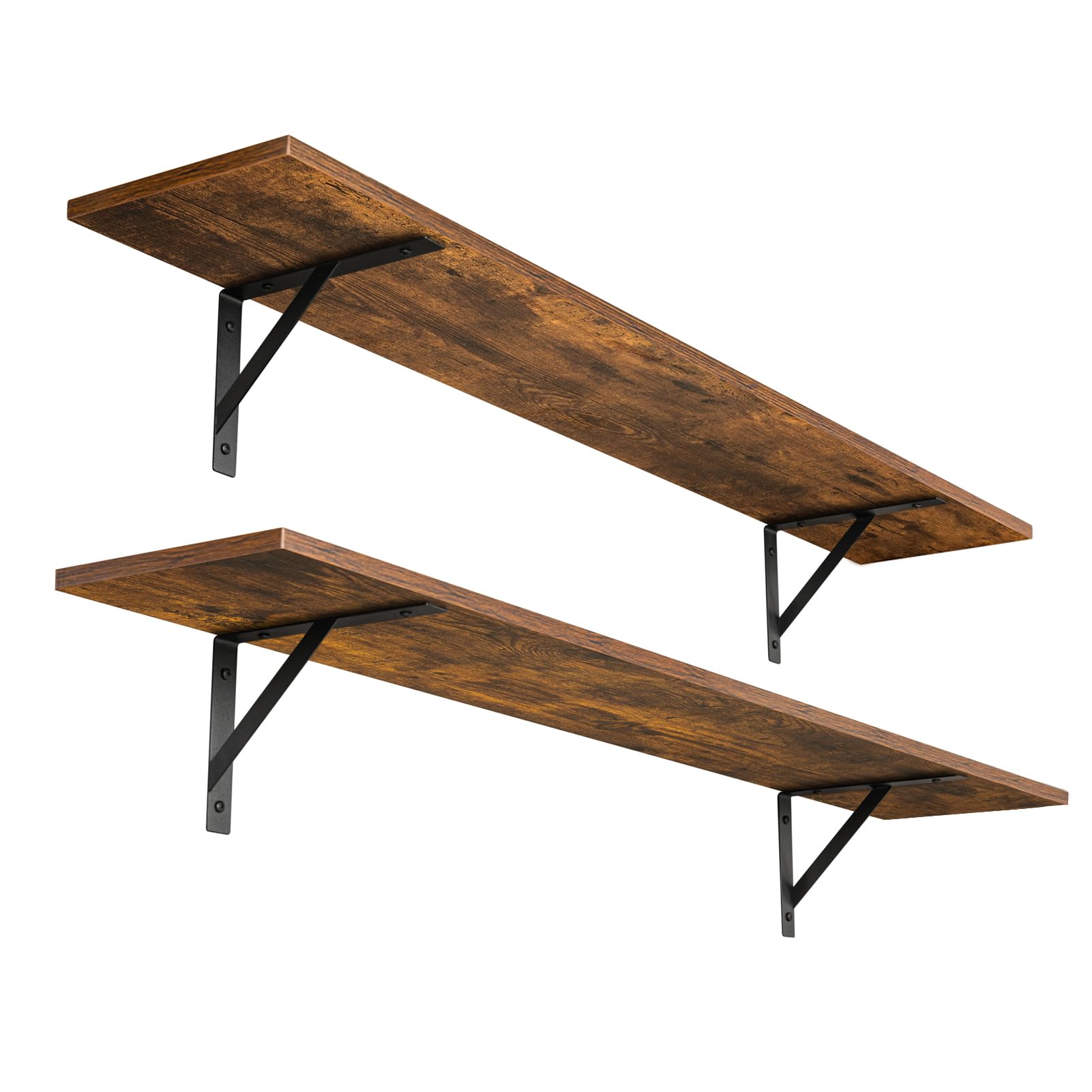 DINZI LVJ 47.3 inch long wall shelf displaying books and decor on sturdy brackets.