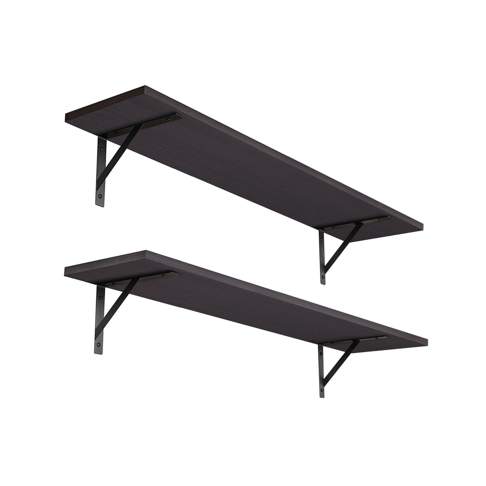 DINZI LVJ long wall shelves front view in espresso for compact storage
