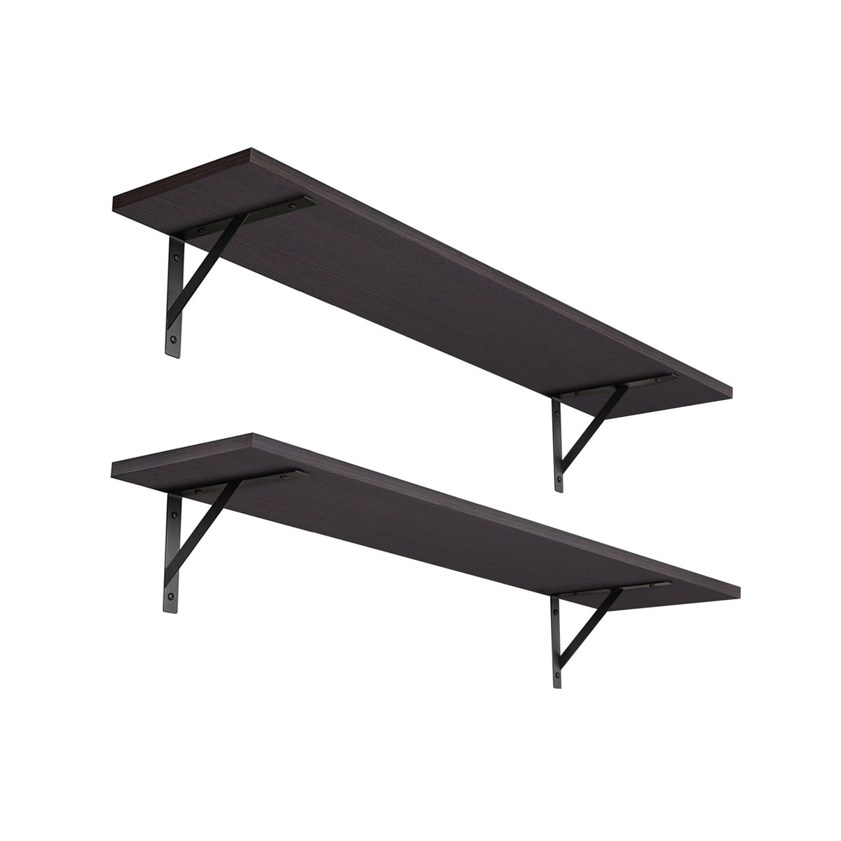 DINZI LVJ long wall shelves front view in espresso for compact storage