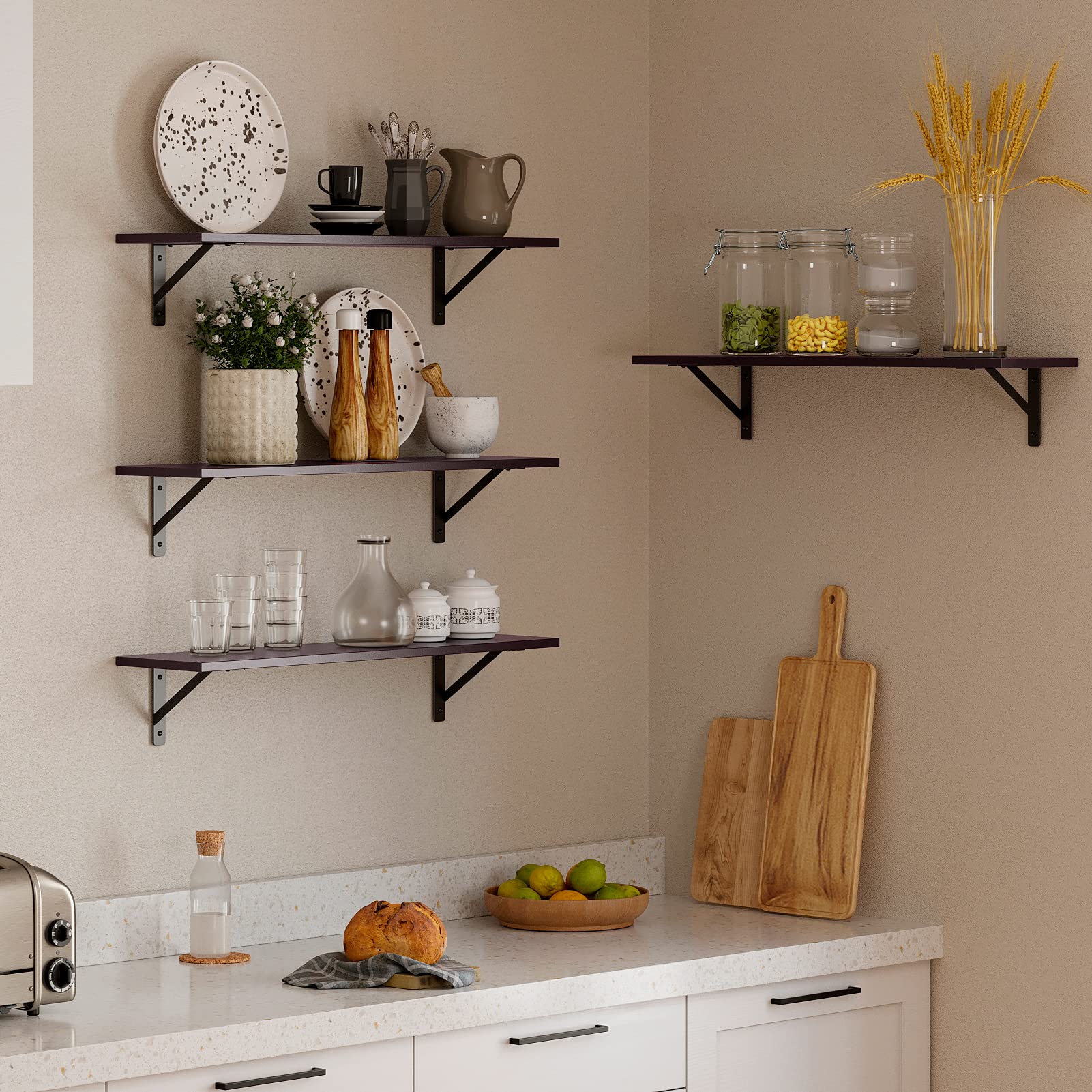 DINZI LVJ long wall shelves side bracket closeup showing sturdy metal