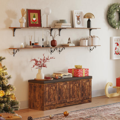 DINZI LVJ rustic brown finish shelves for decorative storage