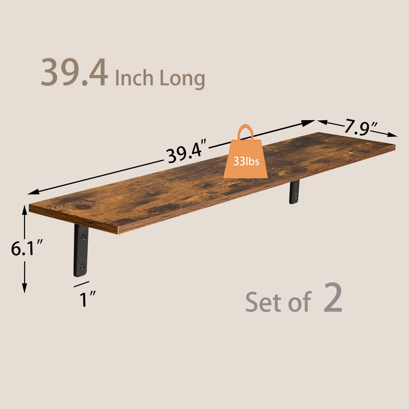 Rustic brown DINZI LVJ shelves add vintage-modern charm.