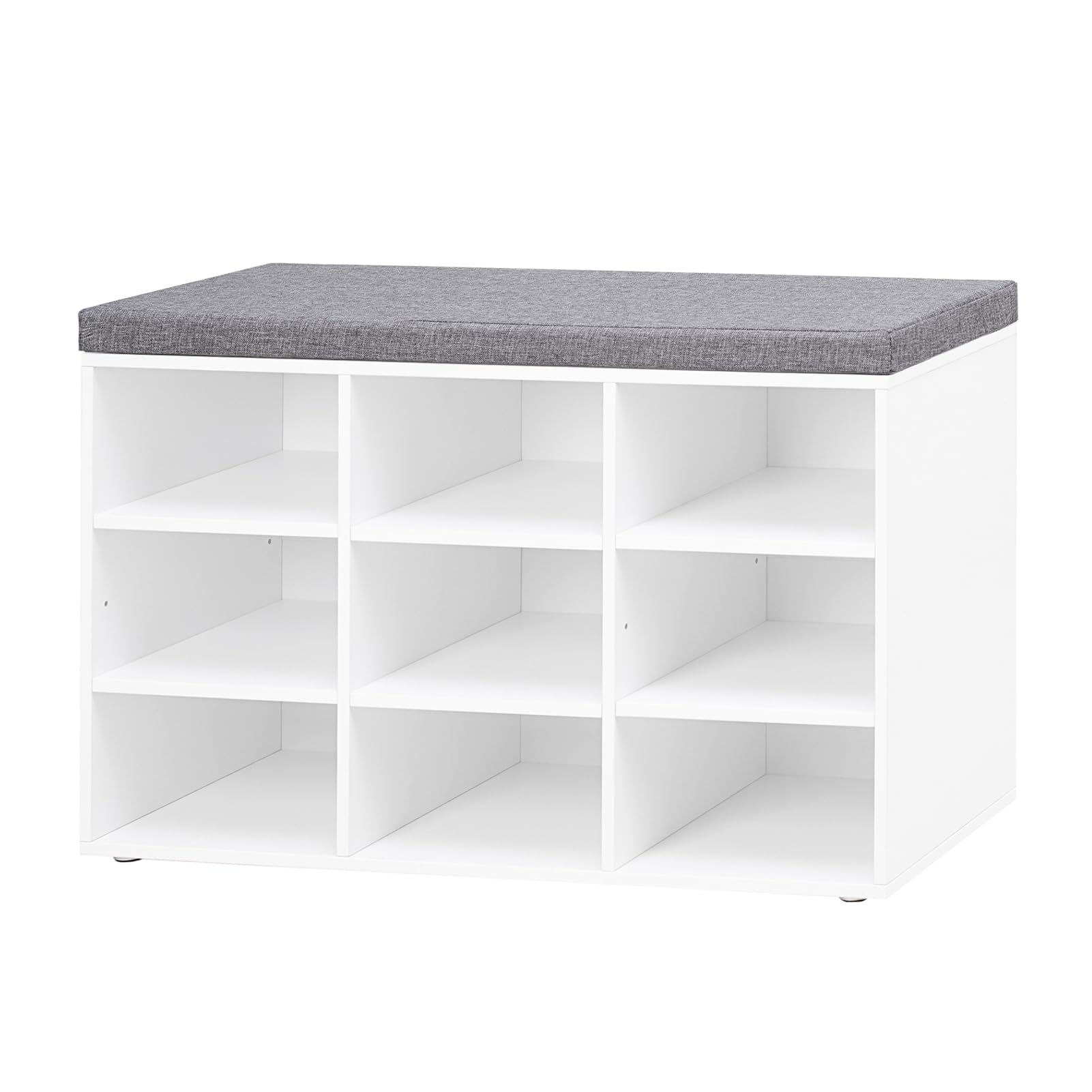 DINZI LVJ shoe storage bench front view highlights organized entryway storage