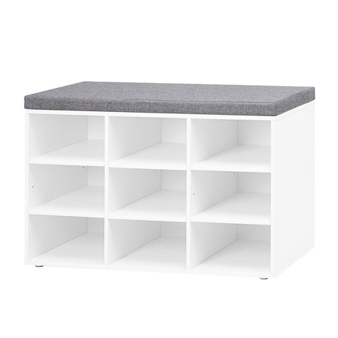 DINZI LVJ shoe storage bench front view highlights organized entryway storage