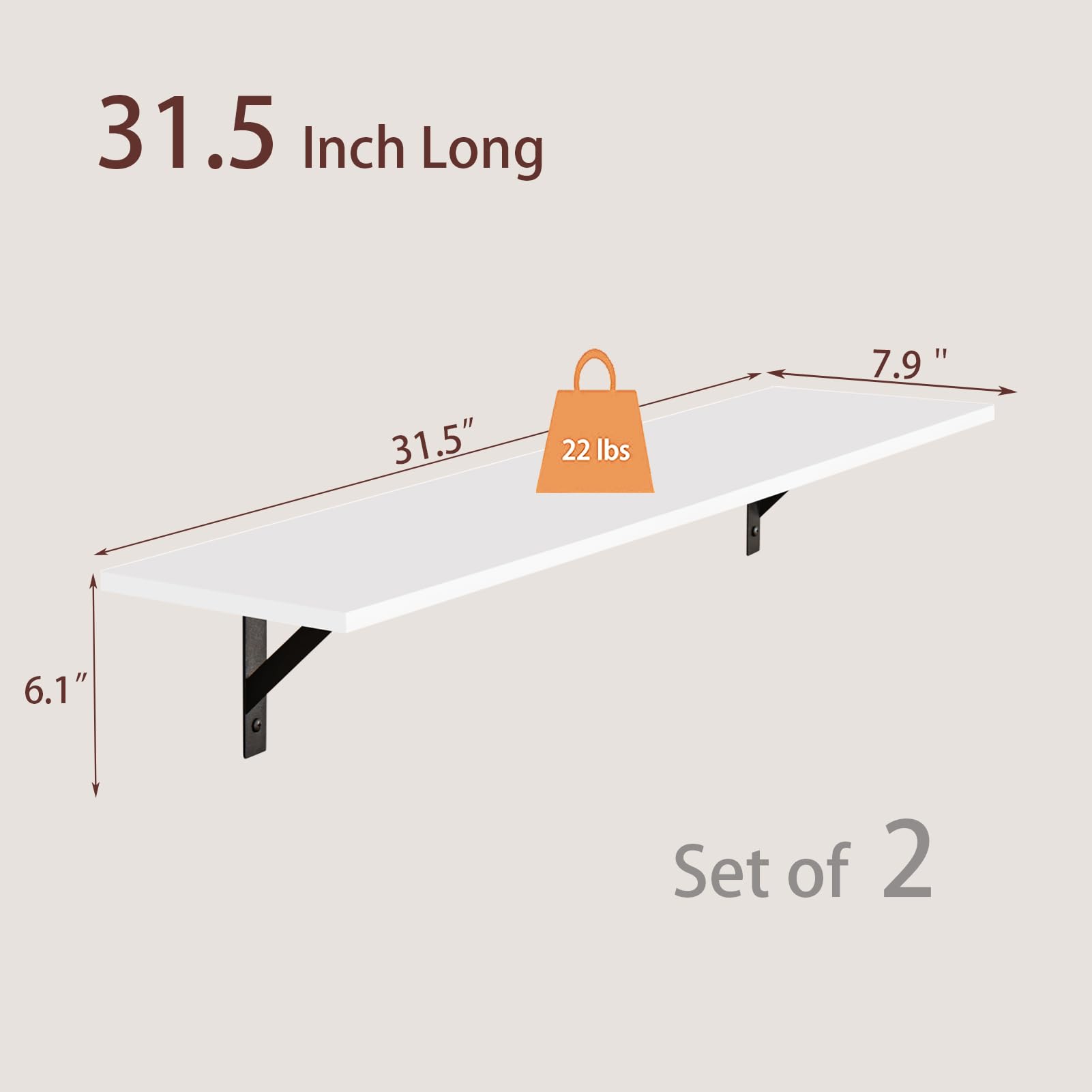 DINZI LVJ two-pack floating shelves ideal for organized living rooms