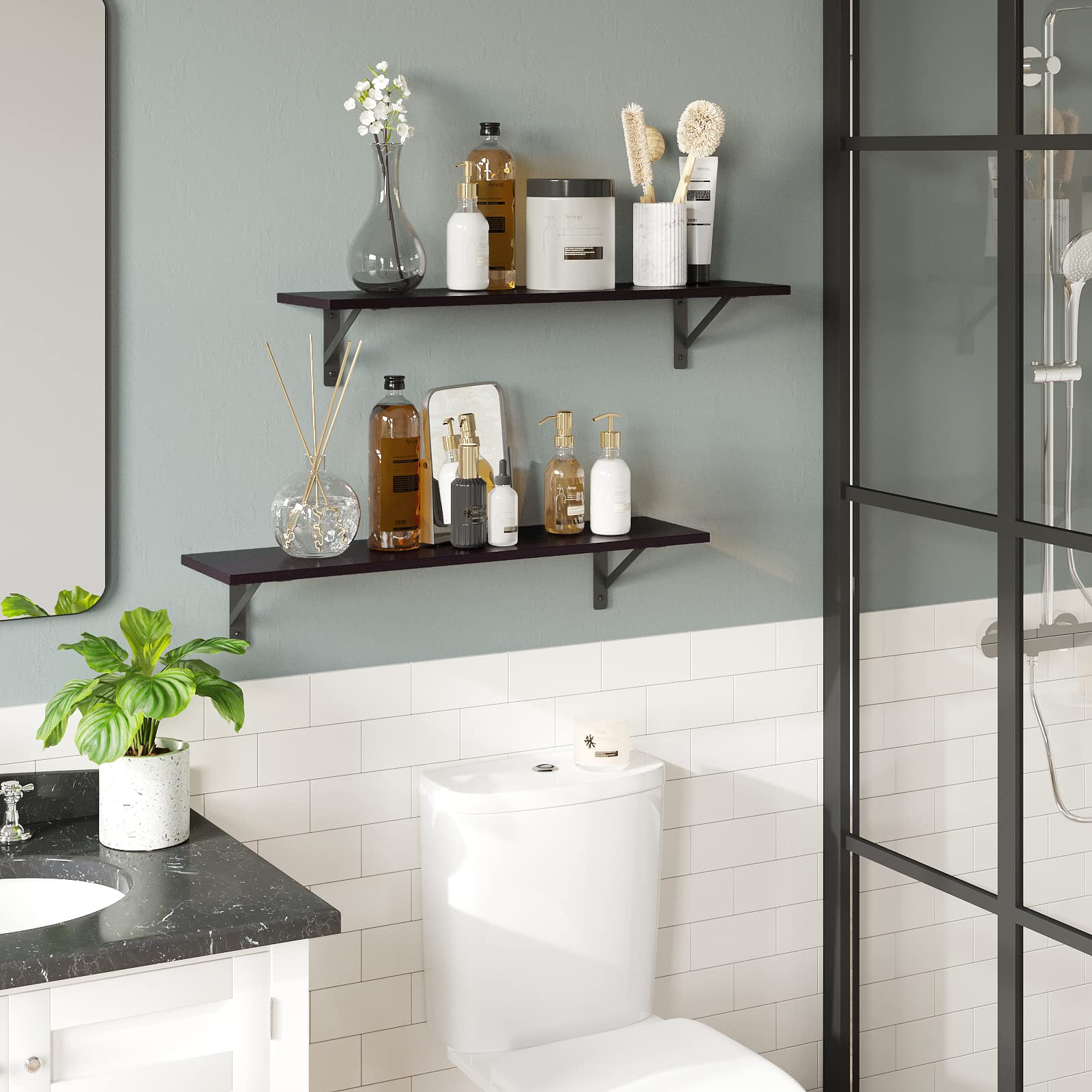 DINZI LVJ wall shelves installed in living room displaying books