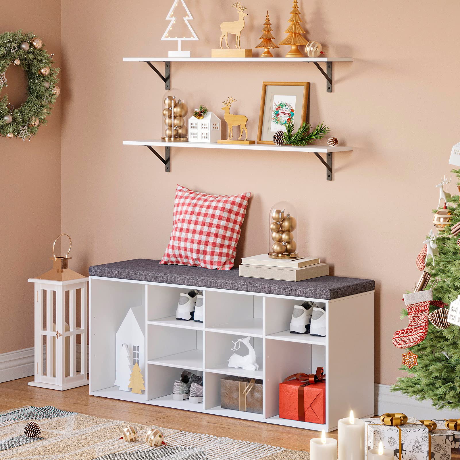 DINZI LVJ white shelves with heavy brackets provide reliable support