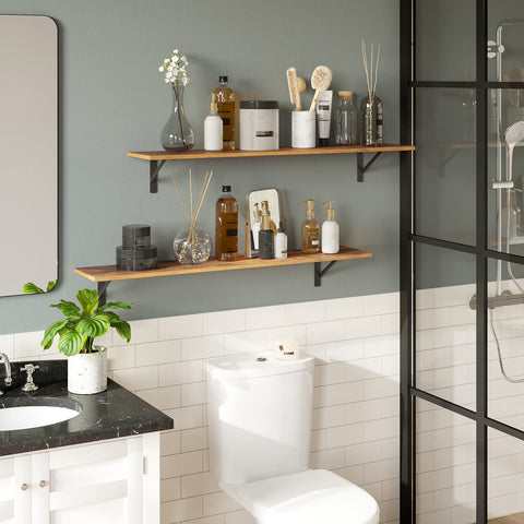 DINZI LVJ rustic brown wood shelf panel adds vintage-modern vibe