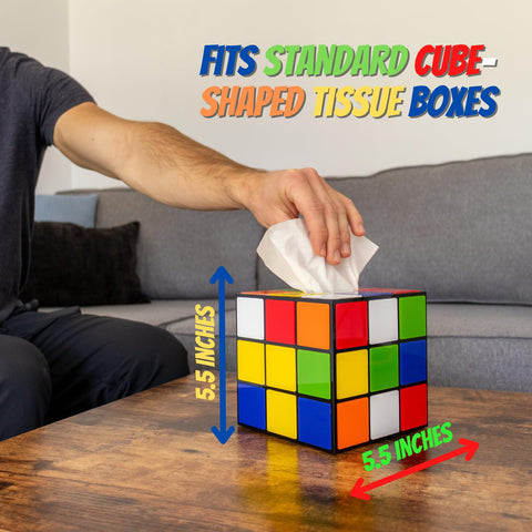 Retro decor vibe with Magic Cube tissue cover in bedroom for a cozy vibe.