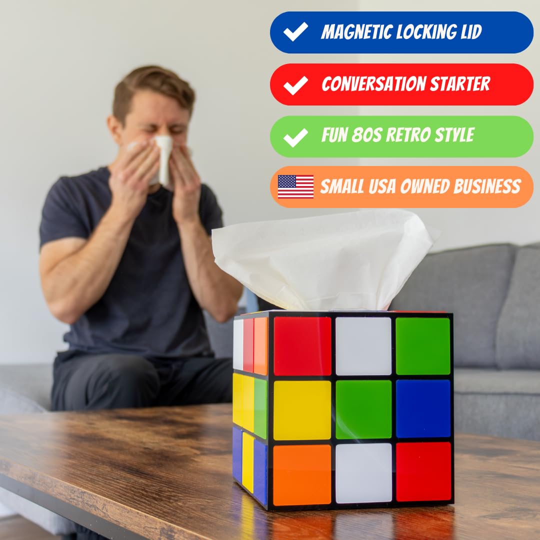 Diochey Creations cube cover on desk—playful nostalgic touch for workspace.