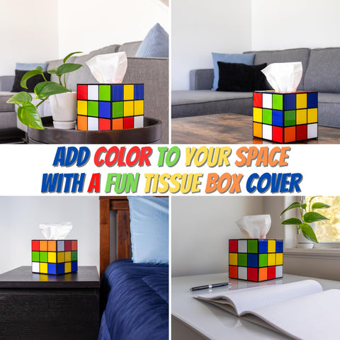 Magic Cube Tissue Box Cover with magnetic base—easy refills and secure placement.