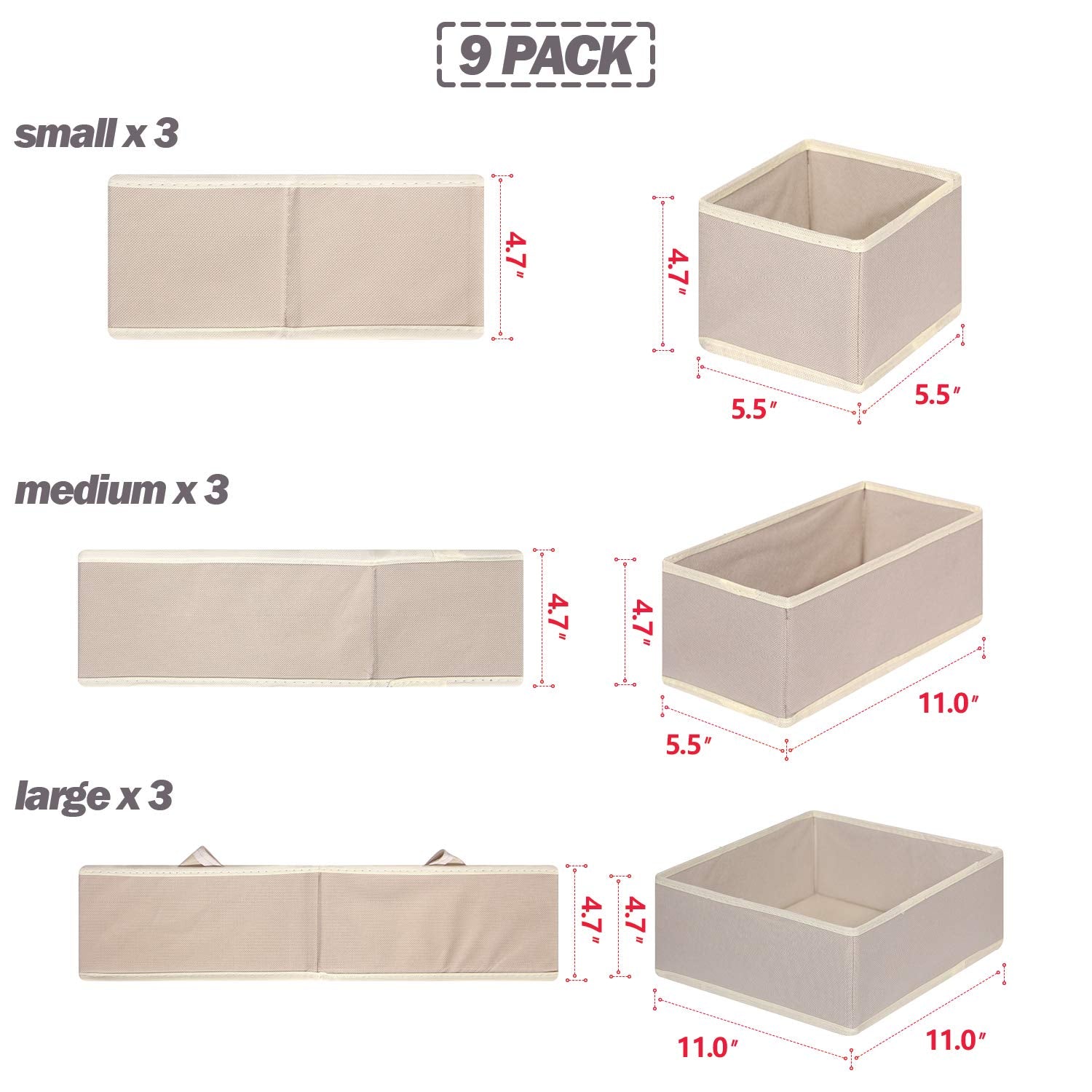 DIOMMELL boxes stacked in a dresser, maximizing space with breathable fabric.