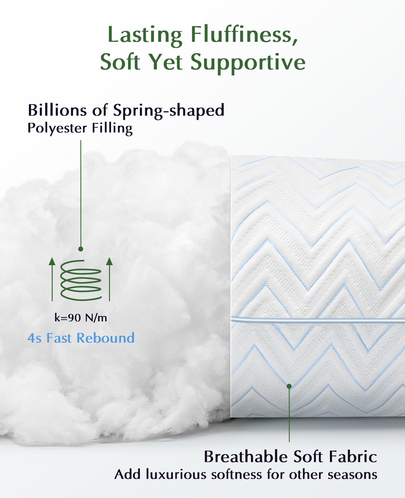 DIORIS down-alternative pillow with cloud-like fill for plush comfort