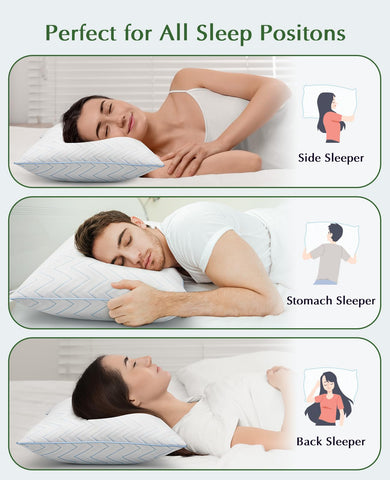 DIORIS pillow supporting side, back, and stomach sleepers for alignment