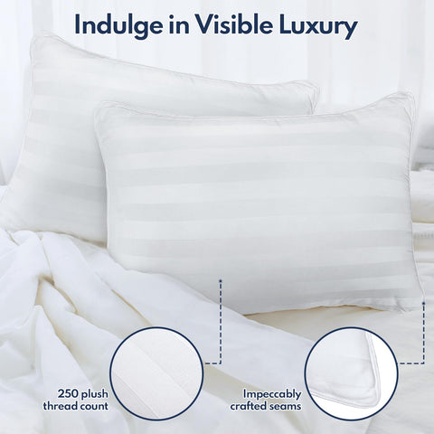 DIORIS queen pillows 2-pack german sateen cover showcases moisture-wicking cooling fabric.