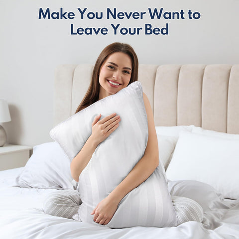 DIORIS queen pillows 2-pack machine washable tag ensures easy care and lasting freshness.