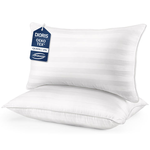 Dioris Queen Pillows Set 2 close-up of plush fill for balanced support