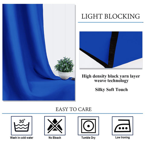 Diraysid Royal Blue blackout drapes are machine washable for easy care.