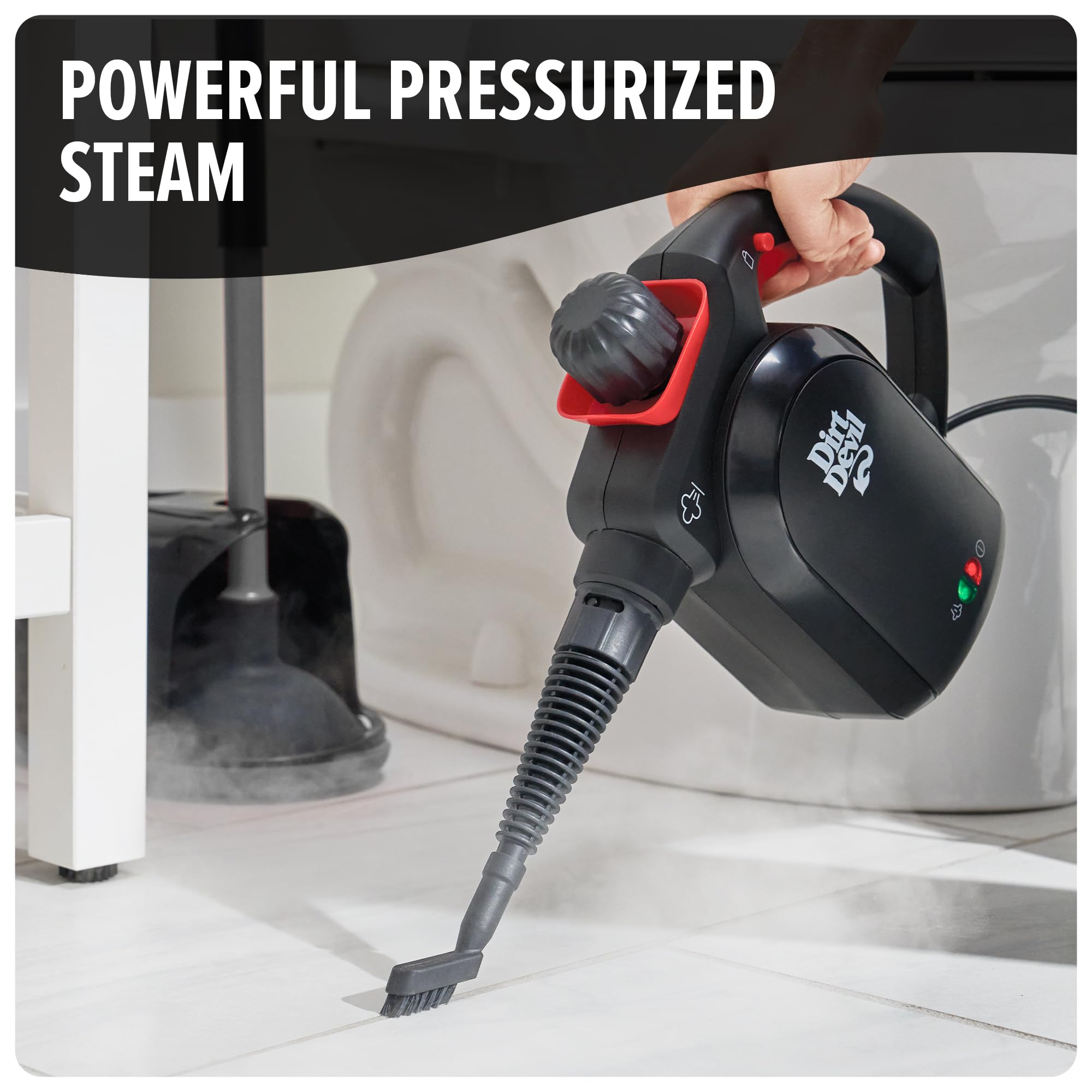 Dirt Devil 7-in-1 steamer with bristle brush for thorough surface scrubbing