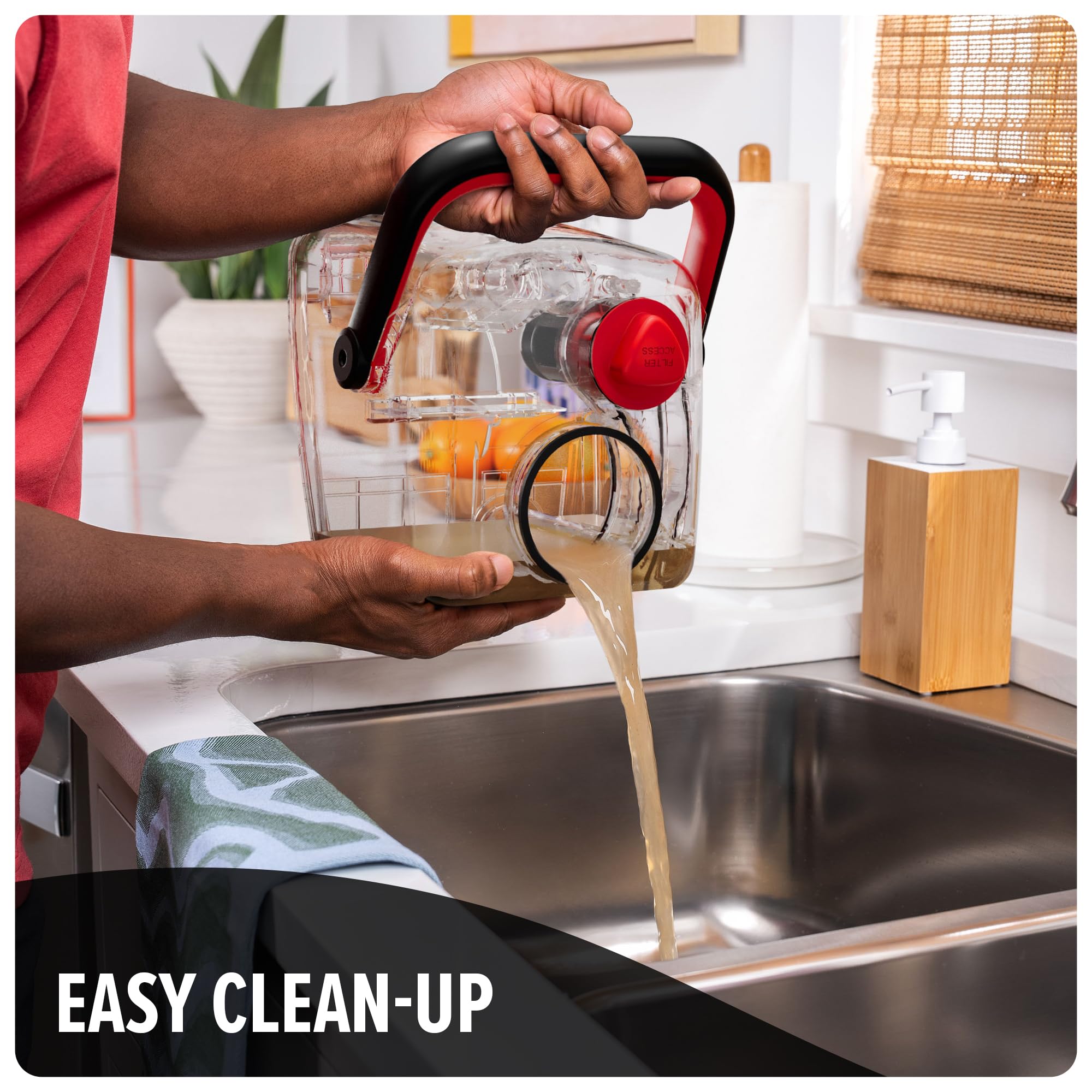 Dirt Devil full-size carpet cleaner easy-fill tank for quick water refill.