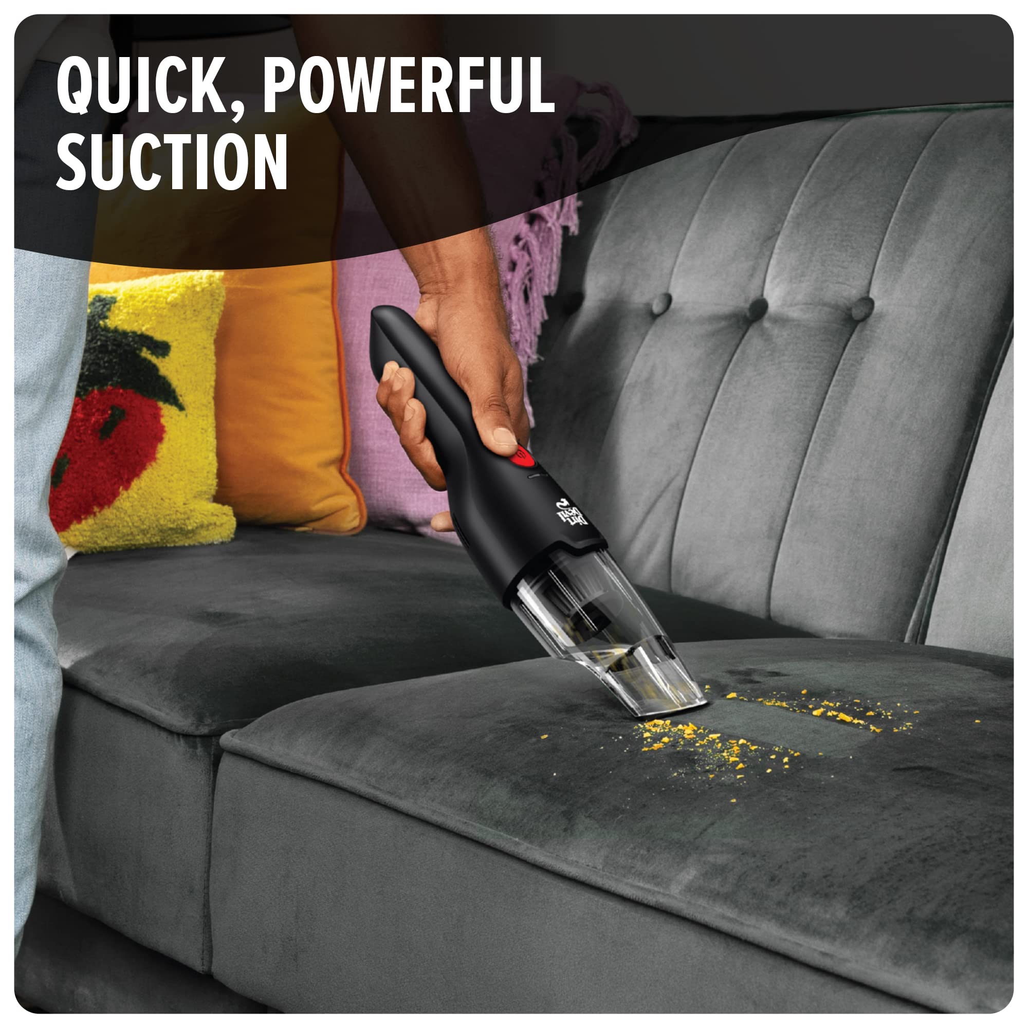 Dirt Devil Grab and Go+ 2-in-1 tool cleans tight corners and dust.