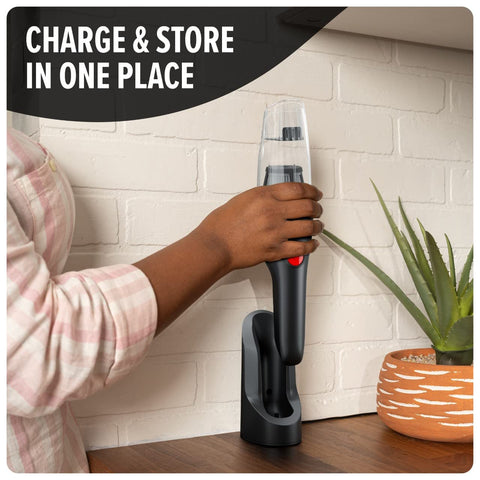 Dirt Devil Grab and Go+ charging stand keeps tools organized while charging.