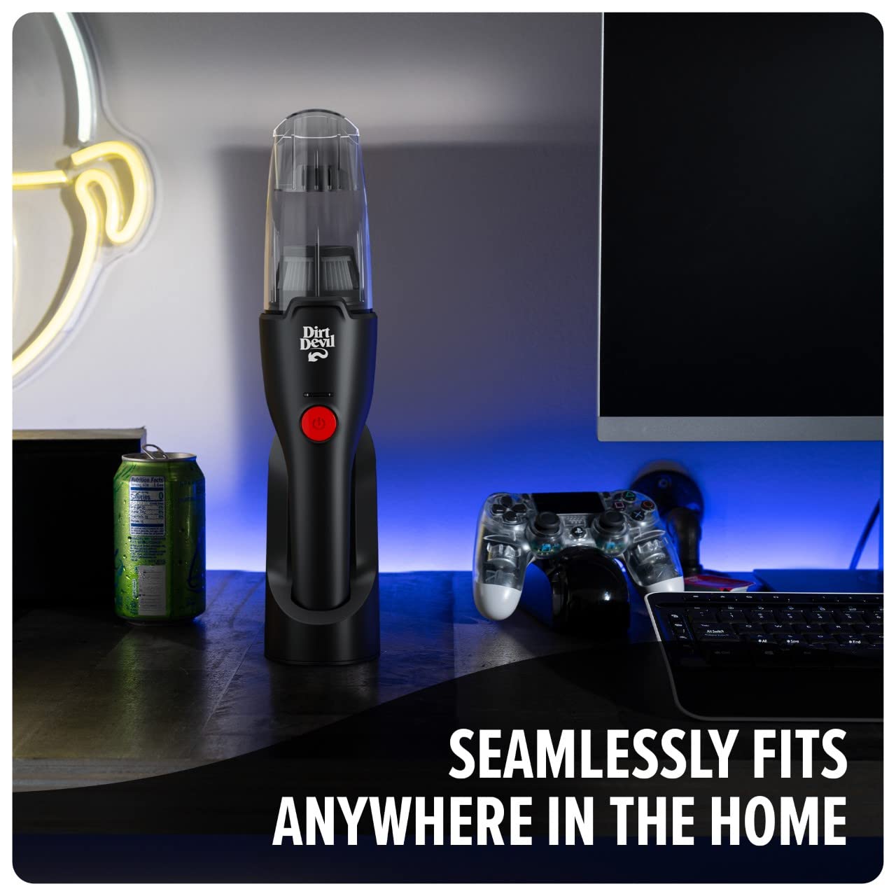 Dirt Devil Grab and Go+ cordless portability for stairs and furniture cleaning.