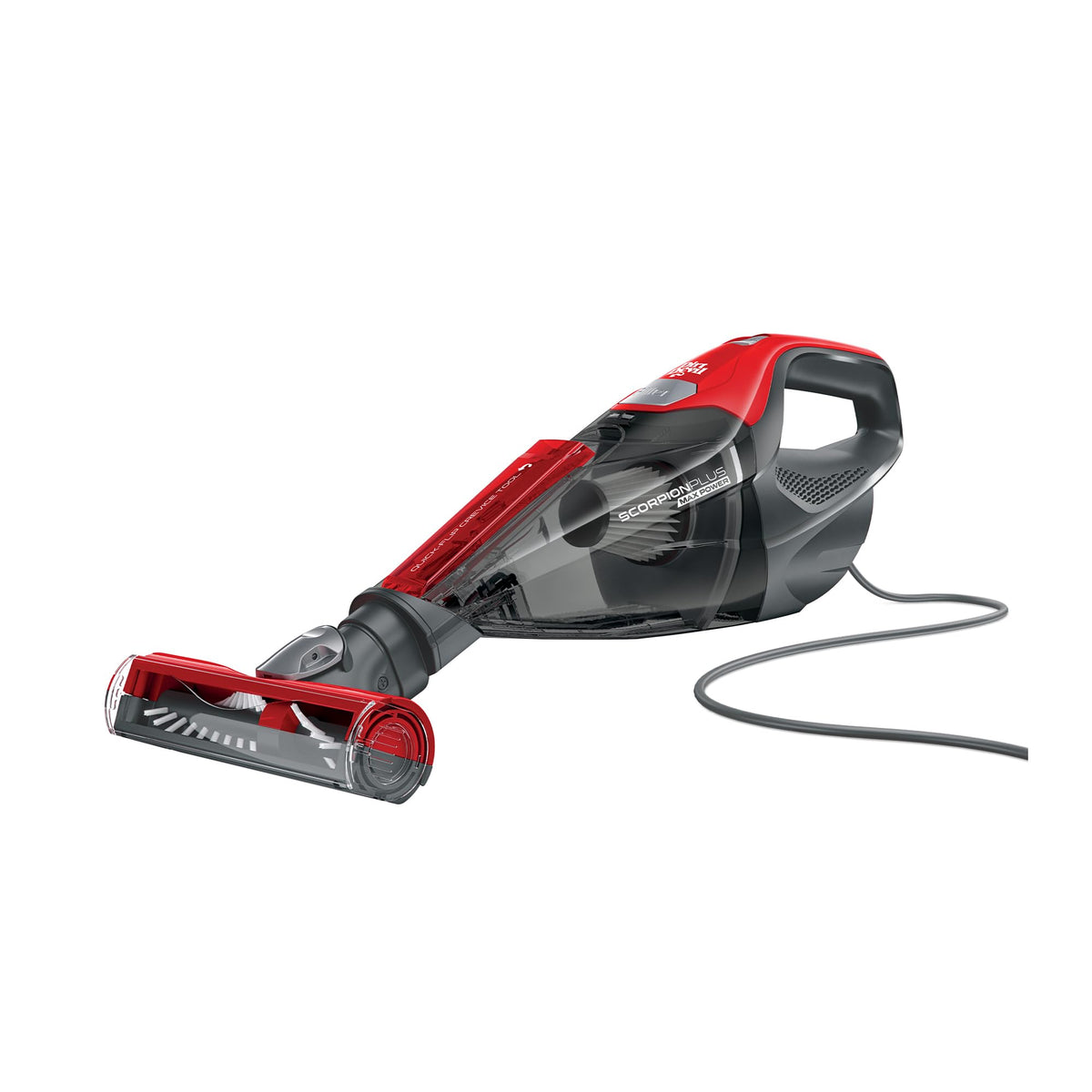 Dirt Devil Scorpion Plus handheld vacuum for quick spot-cleanups on furniture