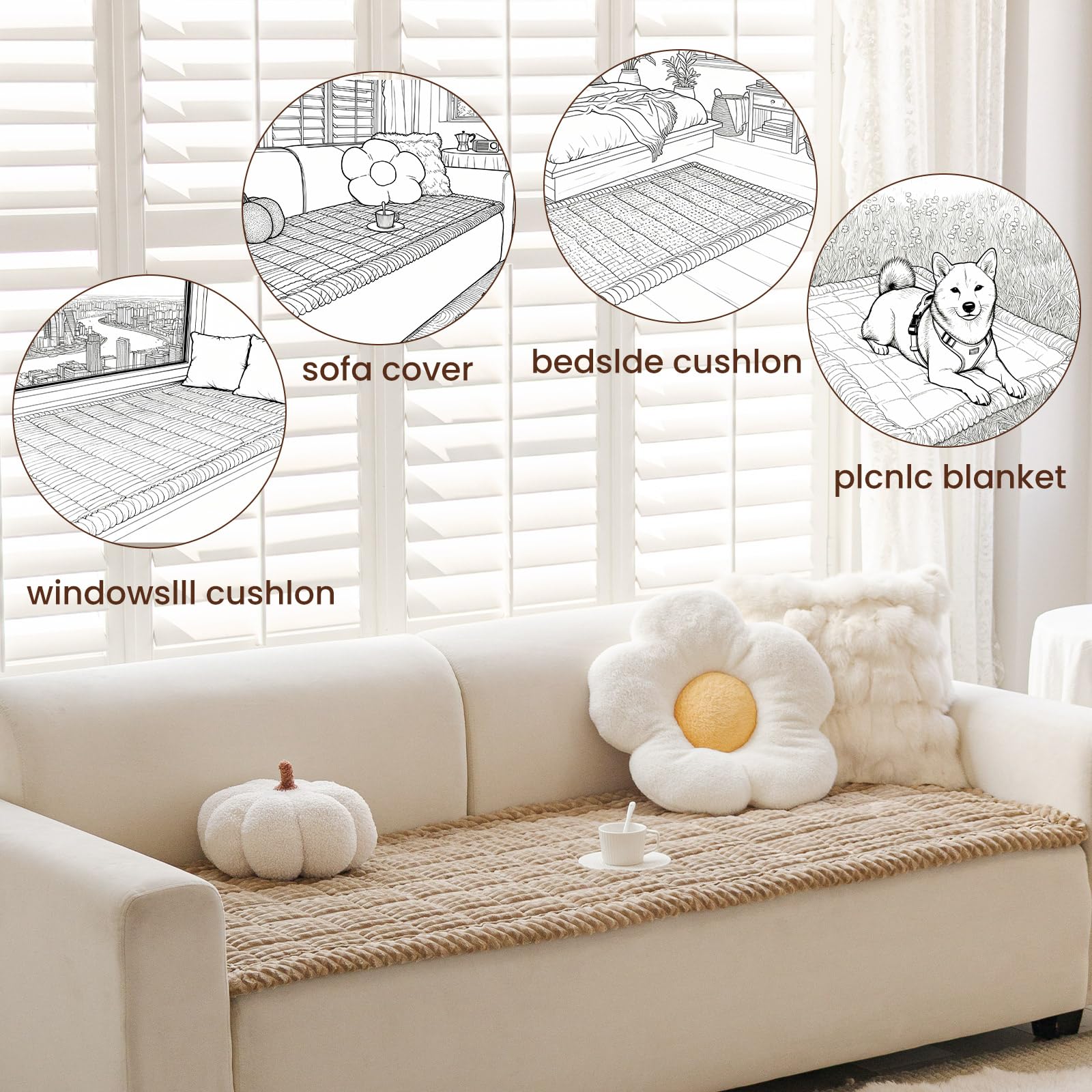 Disayu fits a 3-cushion sofa securely and neatly.