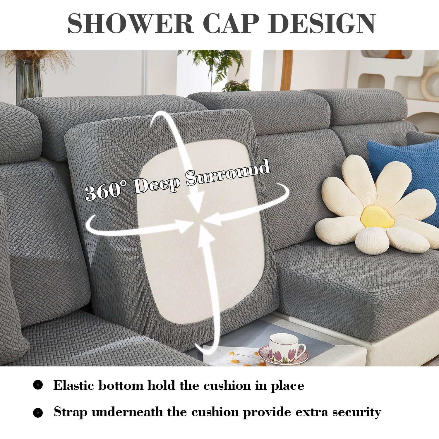 Disayu ornamental-texture gray couch cover elevates home style.