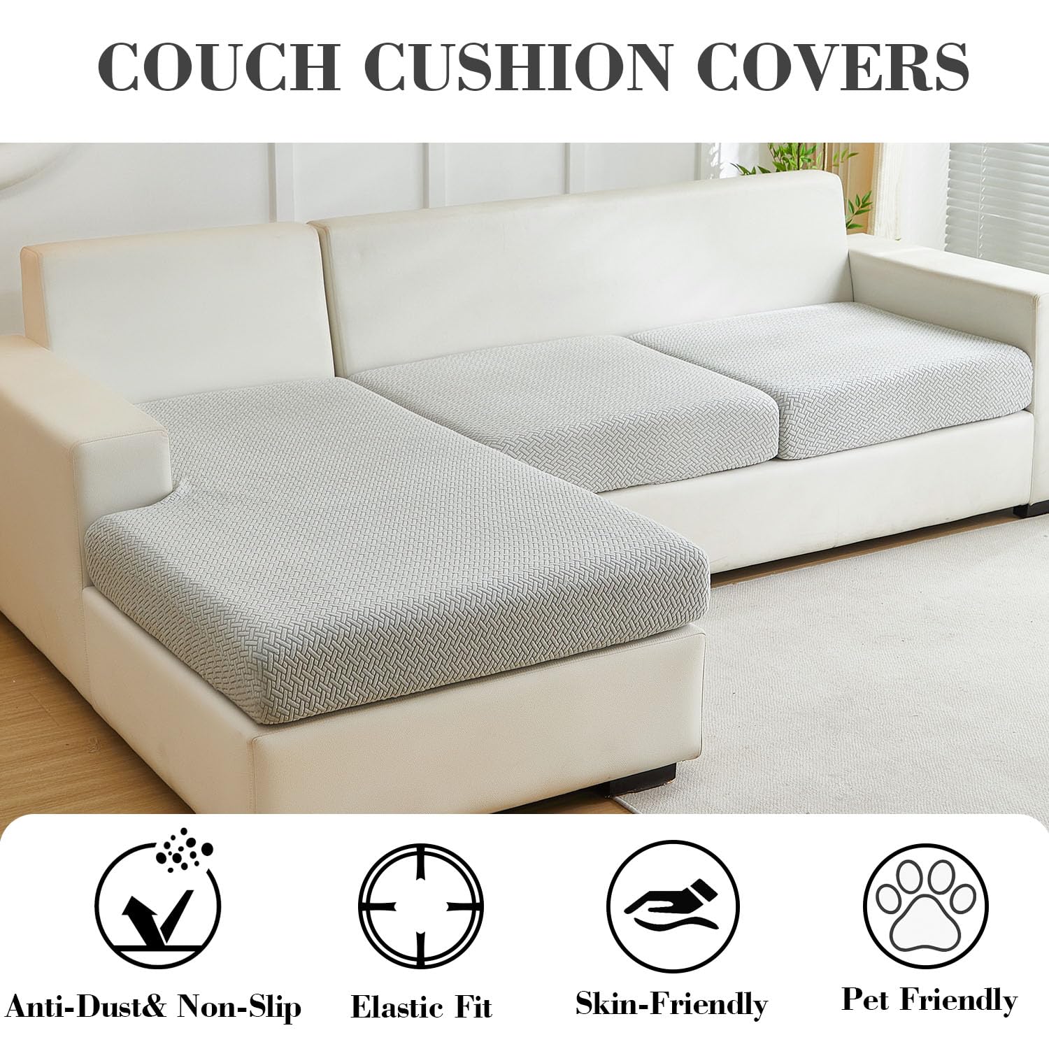 Disayu easy-install sofa cover with thick elastic straps