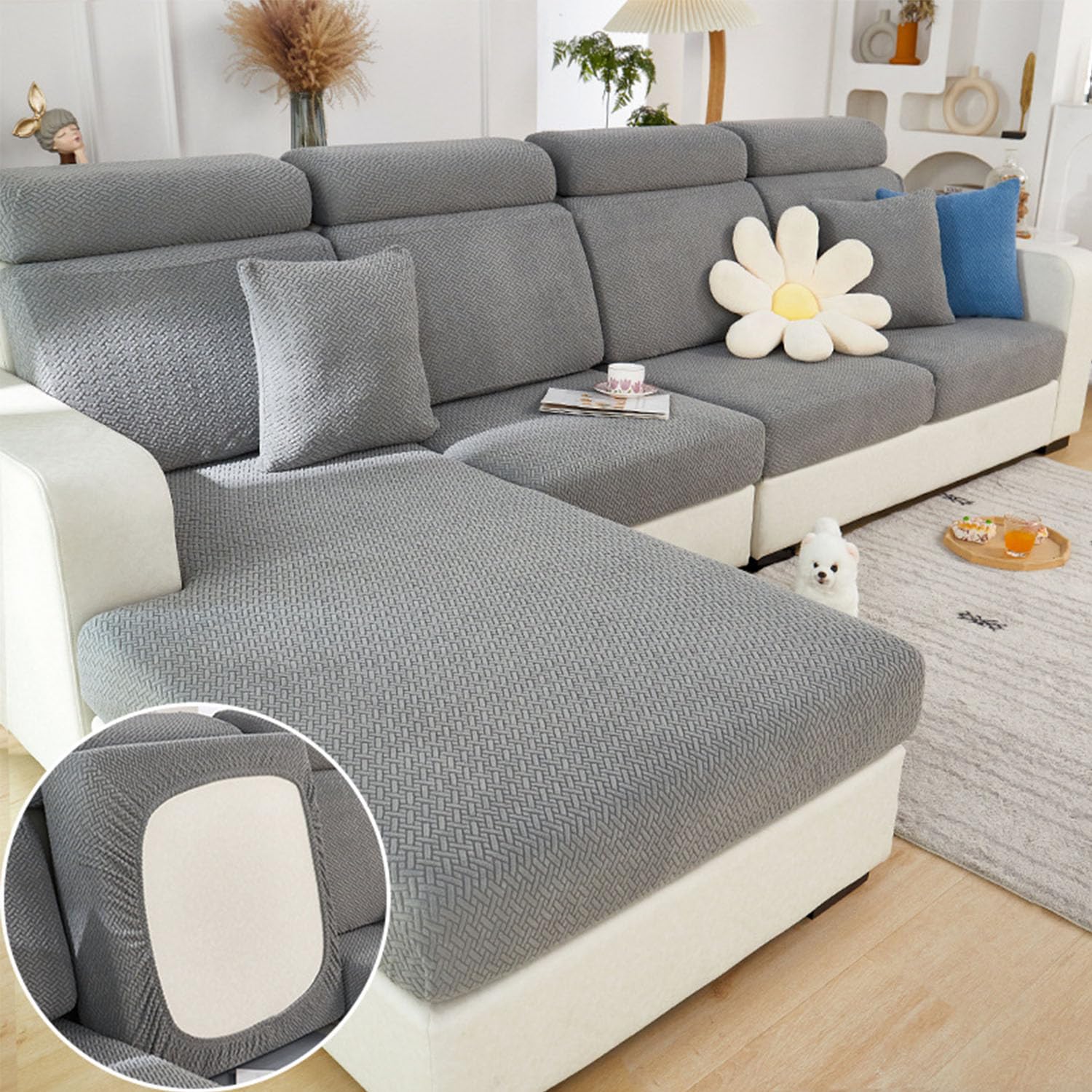 Disayu texture gray fabric close-up showing protective cover for sofa
