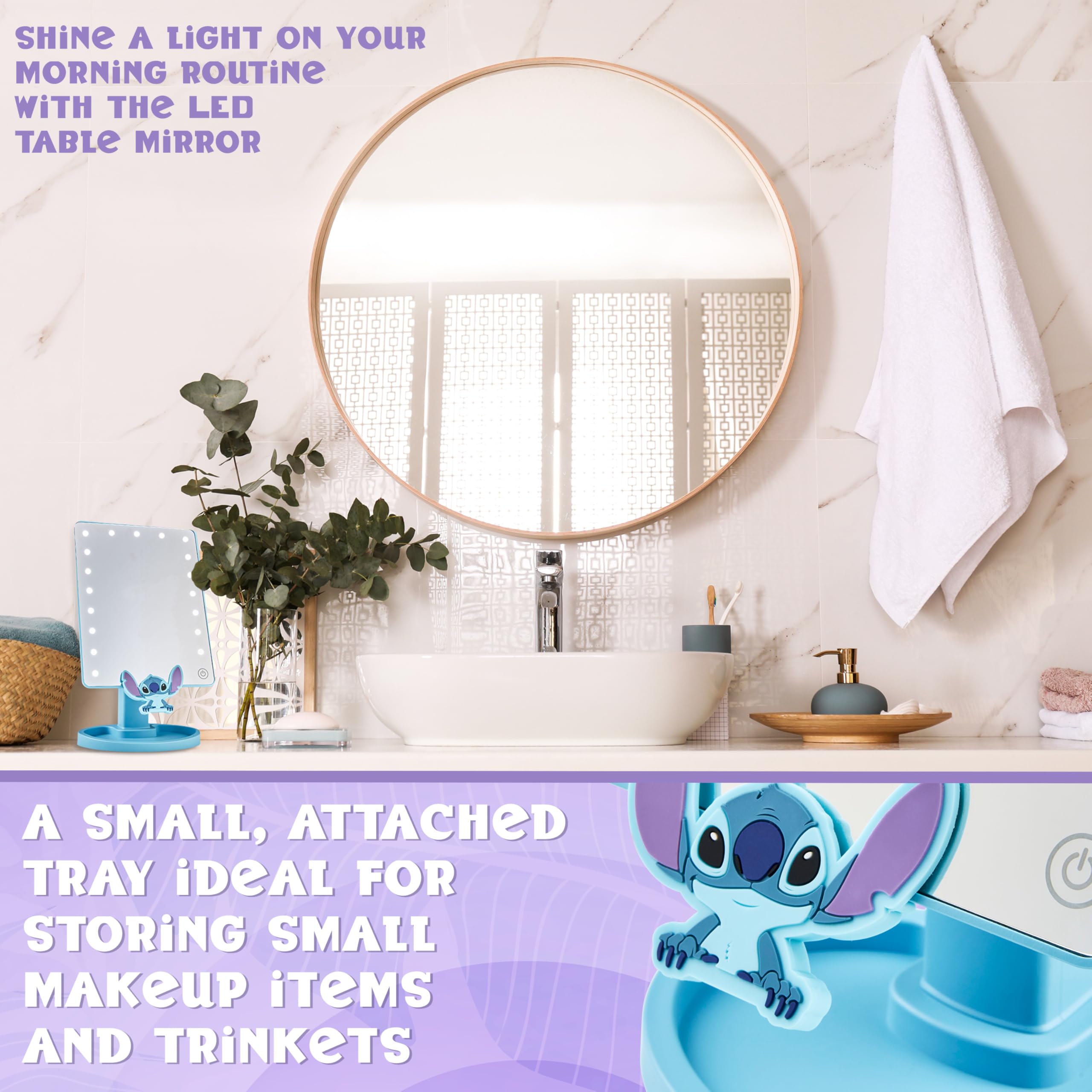 Disney gift-ready packaging makes Stitch vanity mirror a thoughtful present idea.