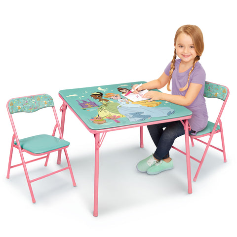 Disney Princess folding table set assembled for play and meals in kid-friendly spaces
