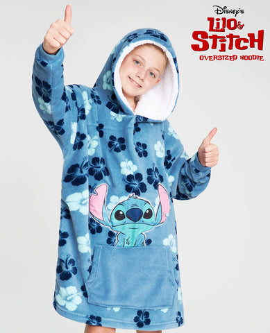 Disney Stitch blanket hoodie wearable design ideal for lounging and sleepovers.
