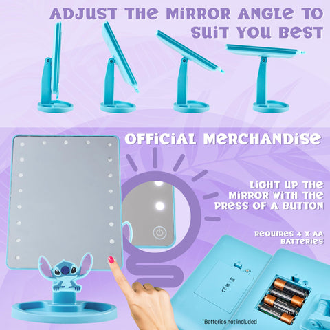 Disney Stitch mirror with touch controls offers instant illumination at a tap.