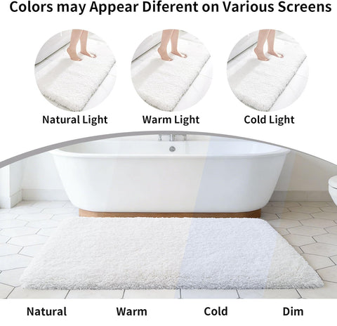 Disolla white bath rug in a modern bathroom setting.