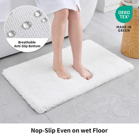 Disolla mat showing foam latex non-slip backing for secure placement on wet floors.