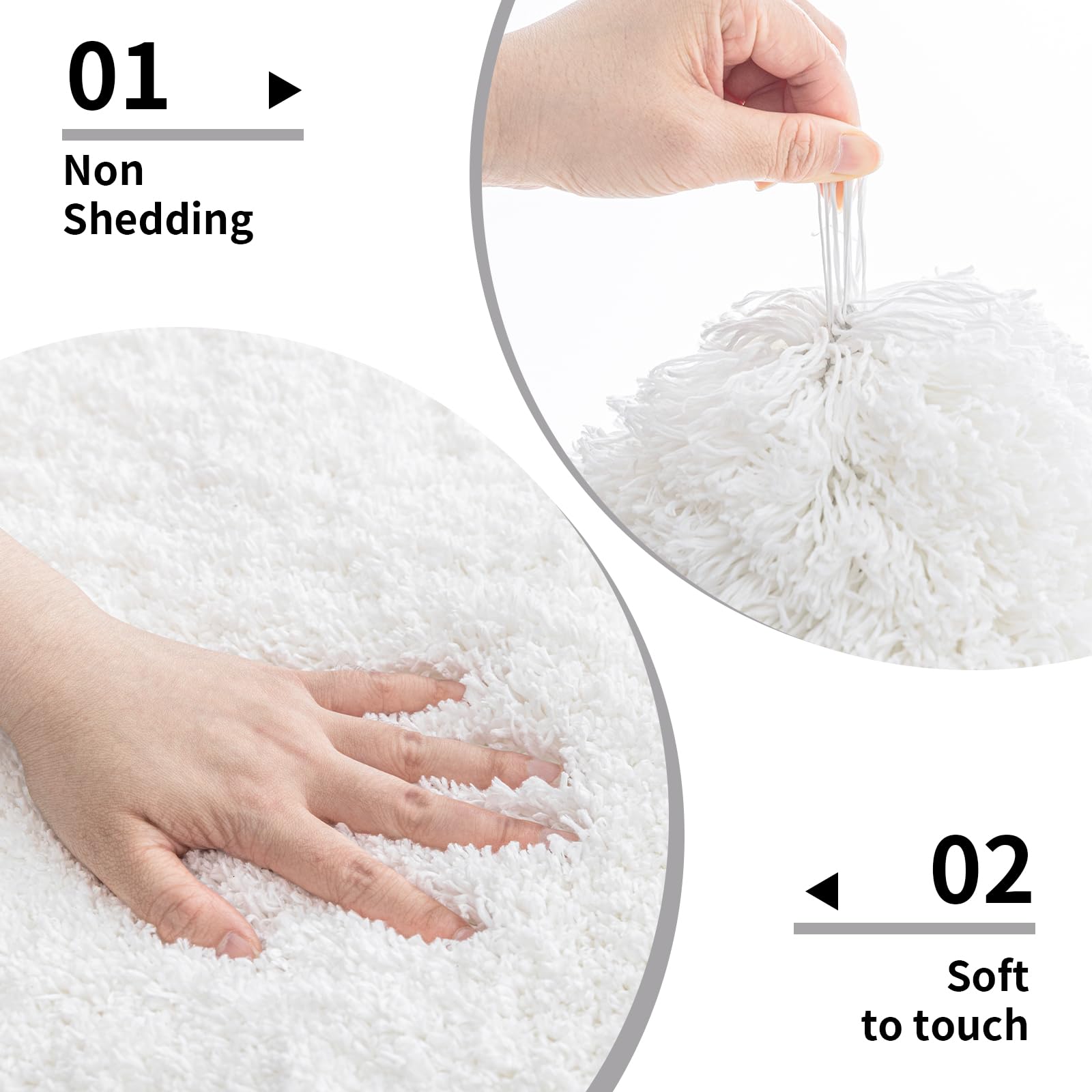 Disolla plush rug with ultra-soft texture enhances foot comfort near the toilet.