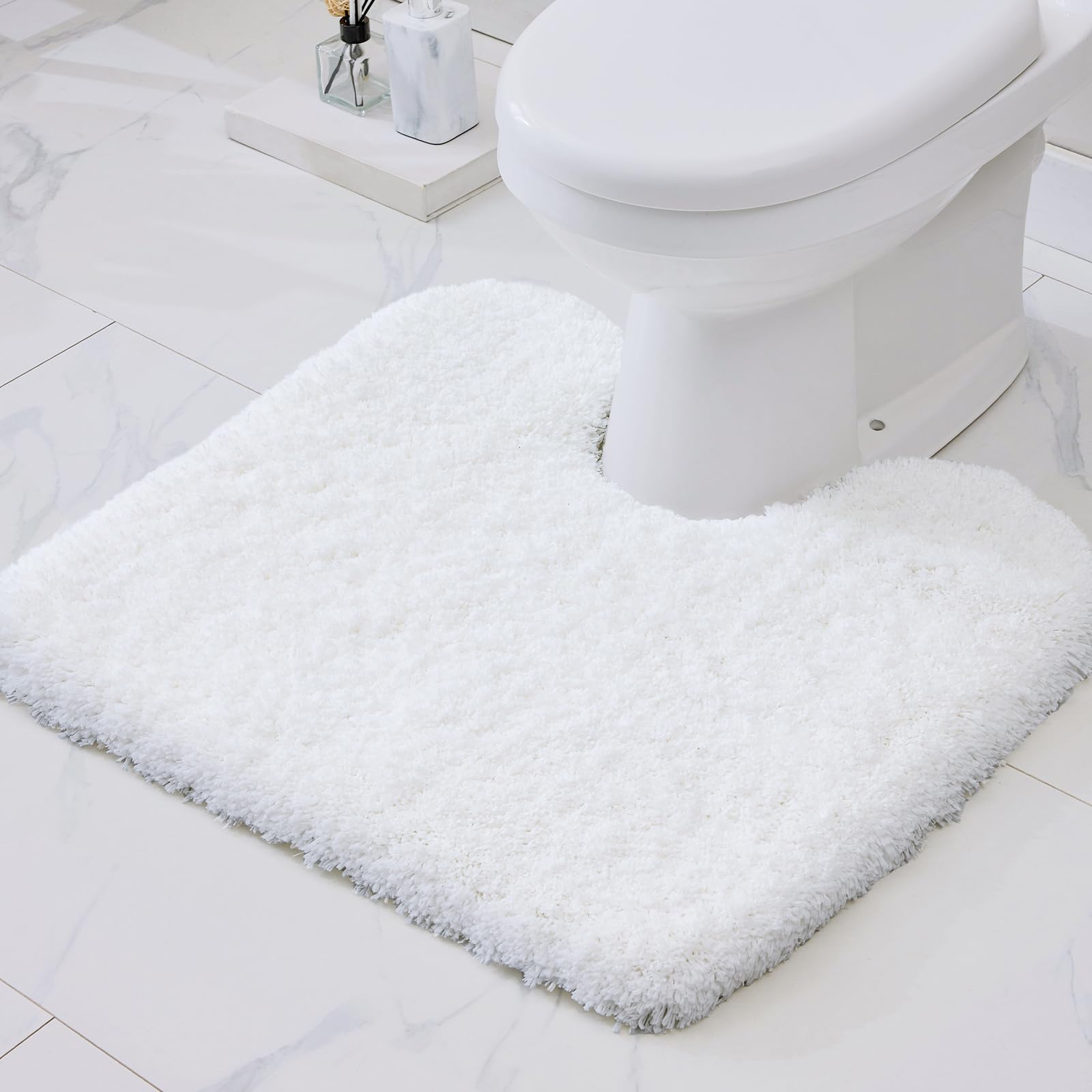 Disolla toilet mat 22x24 white with non-slip backing for secure bathroom footing.