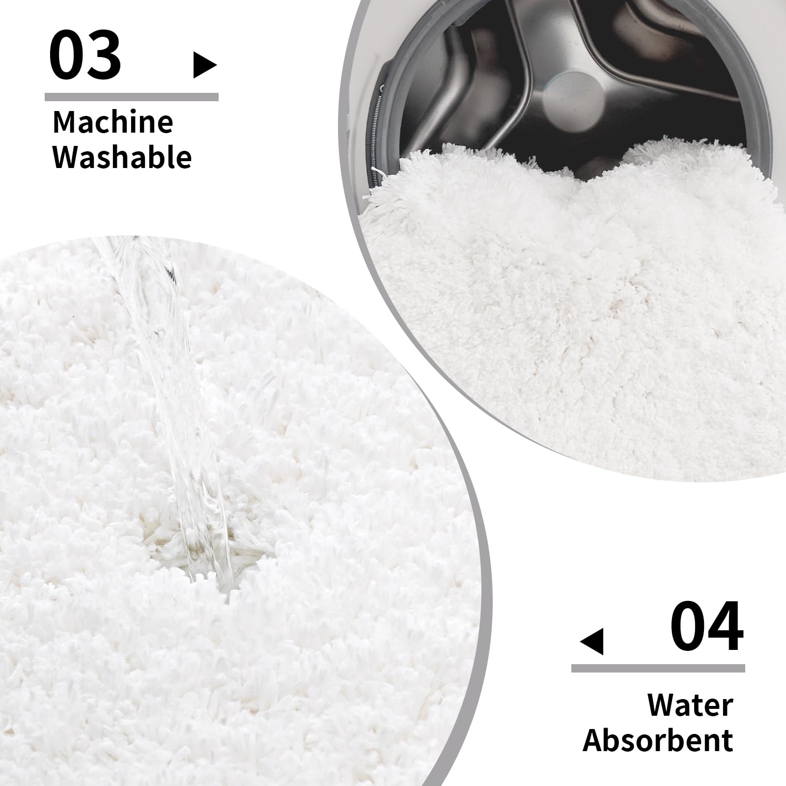 Disolla U-shaped contour mat fits around the toilet base for neat coverage.
