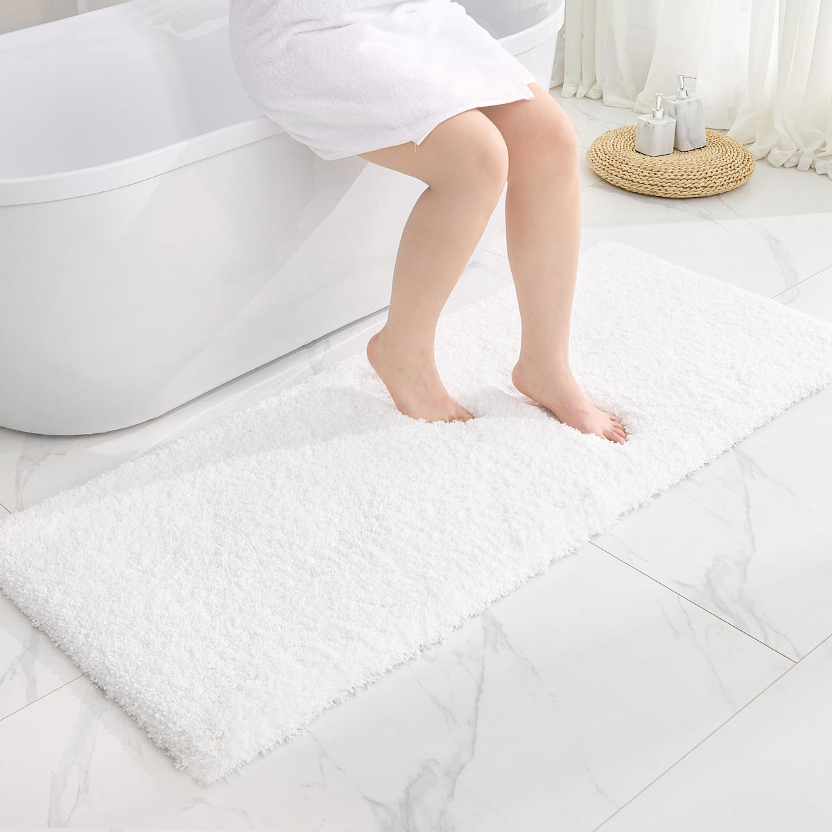 Disolla white bath rug 24x70 full mat for spacious bath areas and everyday comfort.