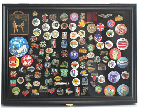 DisplayGifts large pin display case includes back brackets for quick, tool-free installation.