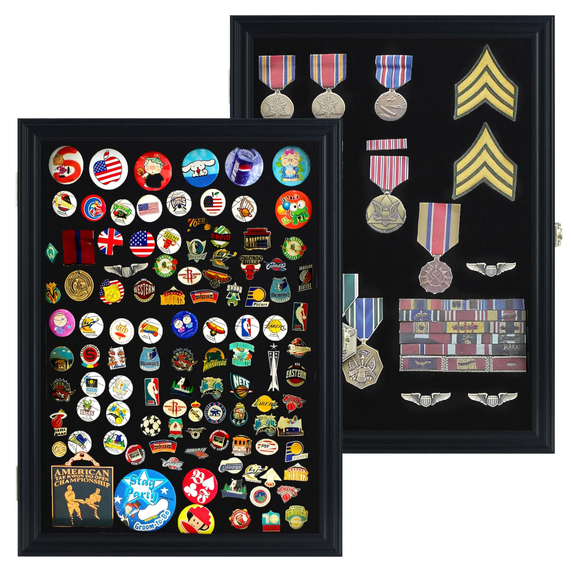 DisplayGifts large pin display case front view with UV-protected door for elegant medal presentation.