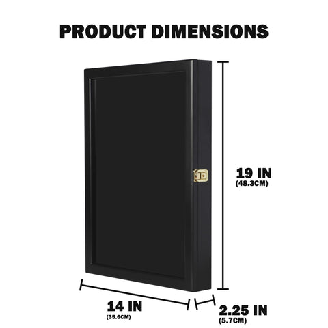 DisplayGifts large pin display case wall-mount hooks enable easy hanging and display.