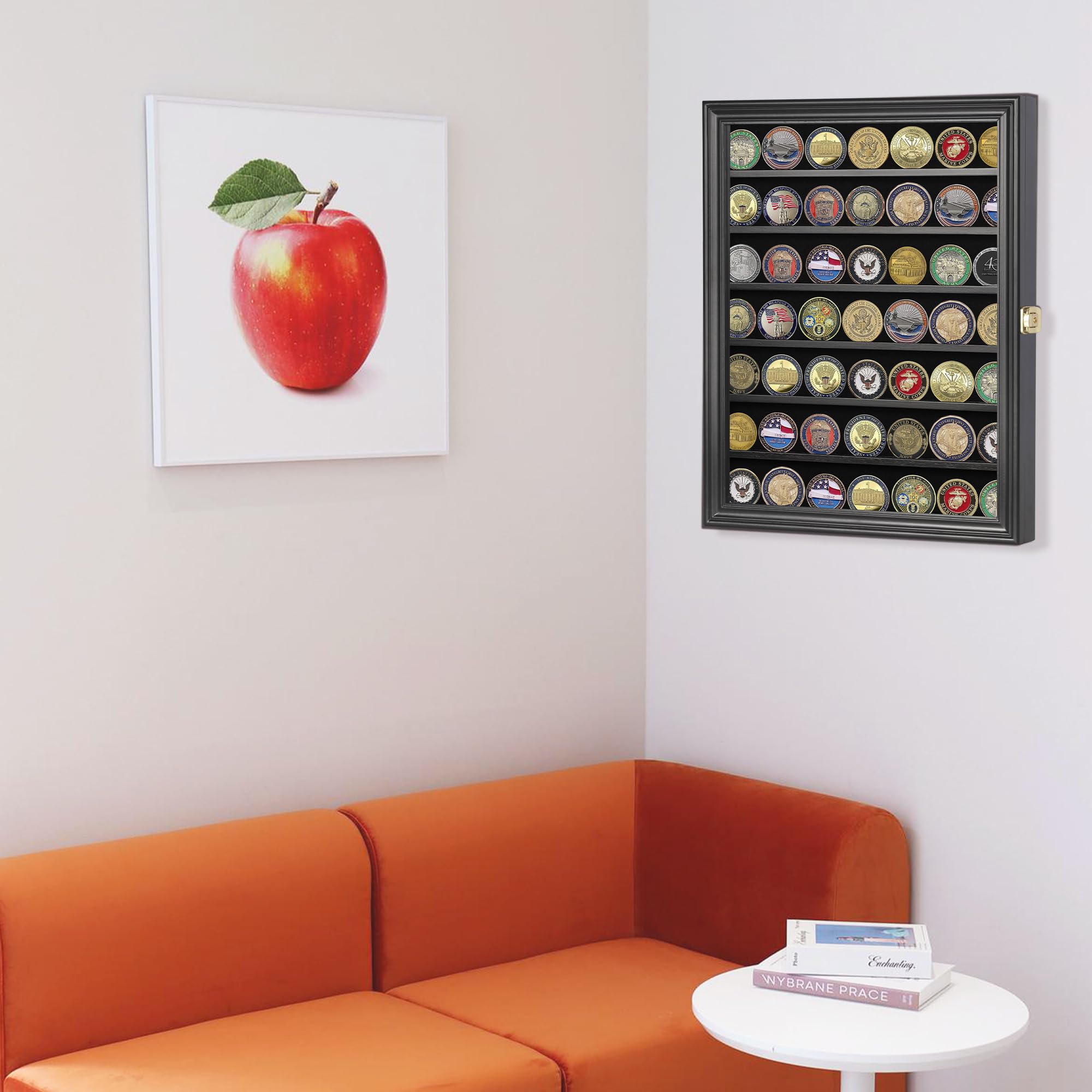 DisplayGifts black finish enhances the display of military coins with a sleek look.